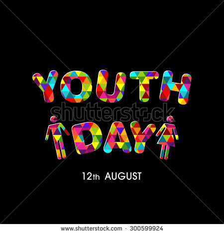 Youth Day 12th August Colorful Text Clipart