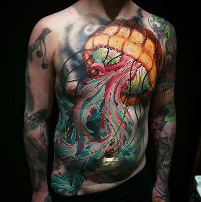 Amazing Jellyfish Tattoo On Full Body