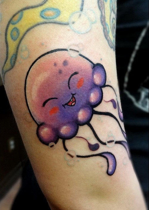 Animated Jellyfish Tattoo On Bicep