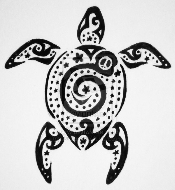 Awesome Black Tribal Turtle Tattoo Design