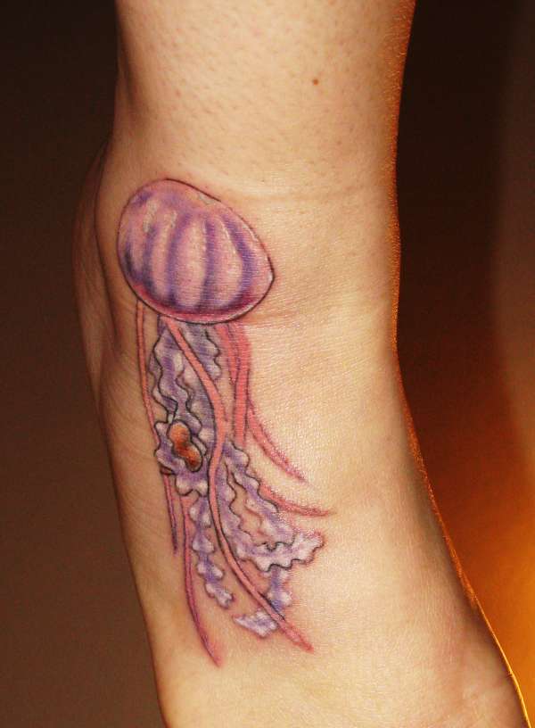 Beautiful Jellyfish Tattoo On Right Ankle