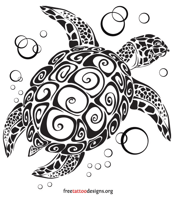Black Tribal Turtle Tattoo Design