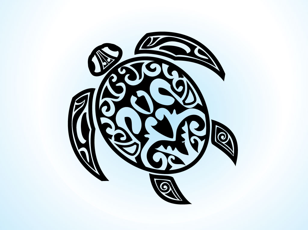 Black Tribal Turtle Tattoo Stencil