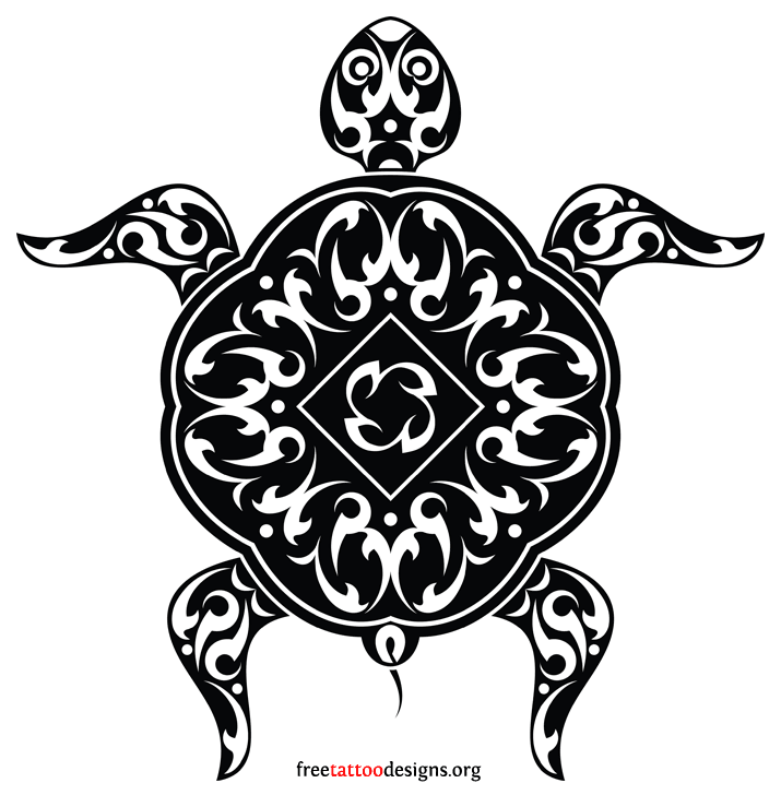 Black Tribal Turtle Tattoos Design