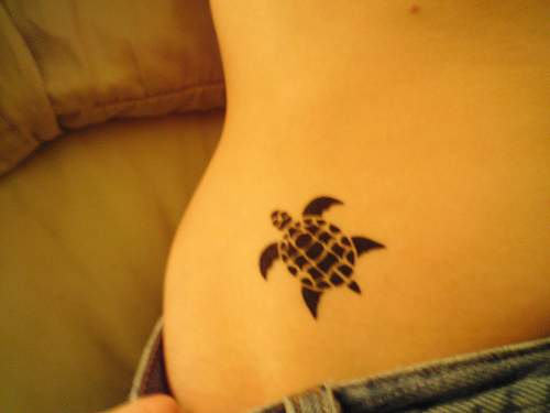 Black Turtle Tattoo On Waist