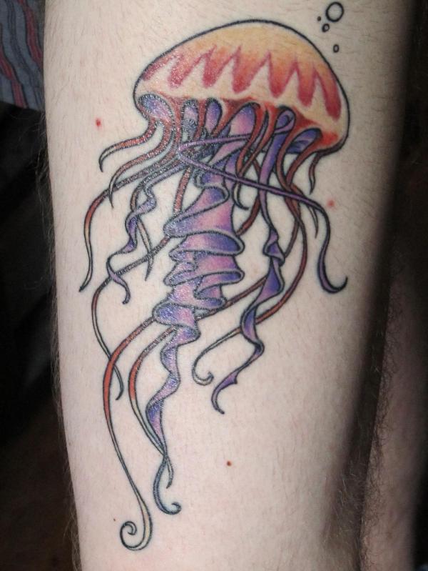 Color Ink Jellyfish Tattoo Idea