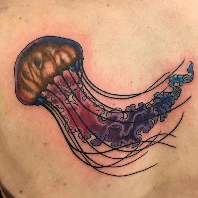 Color Ink Jellyfish Tattoo
