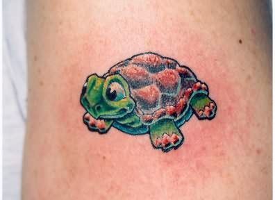 Color Ink Small Turtle Tattoo