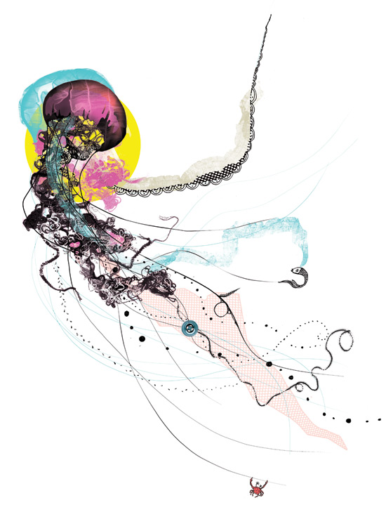 Colored Jellyfish Tattoos Designs