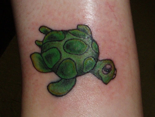 Cute Green Turtle Tattoo