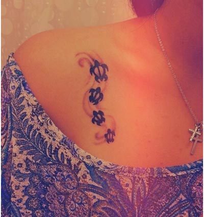 Cute Turtle Tattoos On Front Shoulder