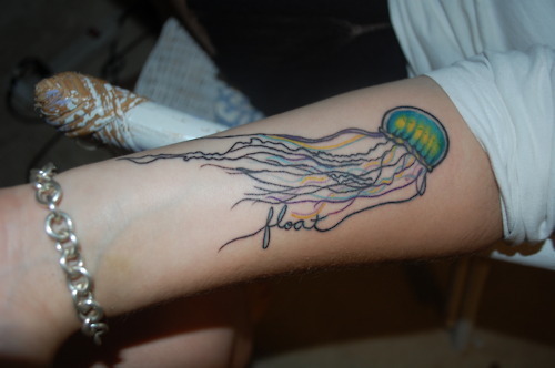 Floating Jellyfish Tattoo On Arm