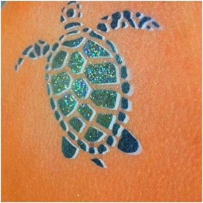 Glitter Simple Turtle Tattoo Image