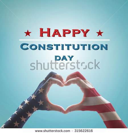 Happy Constitution Day And Citizenship Day Heart Of Hands With American Flag Picture