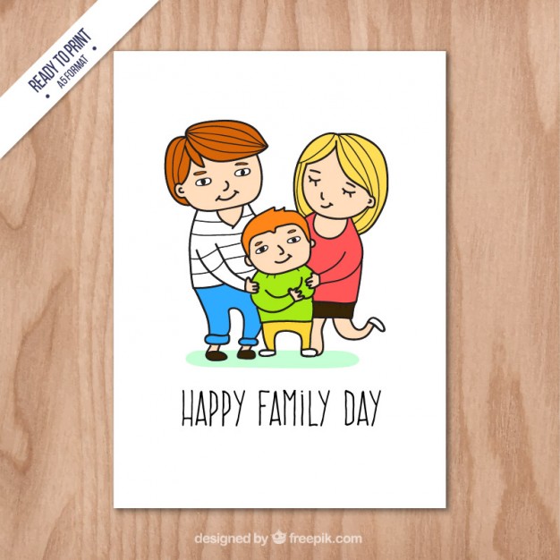 Happy Family Day Family Photo On Greeting Card
