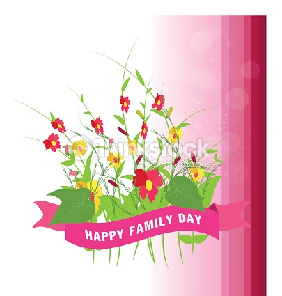 Happy Family Day Flowers On Greeting Card