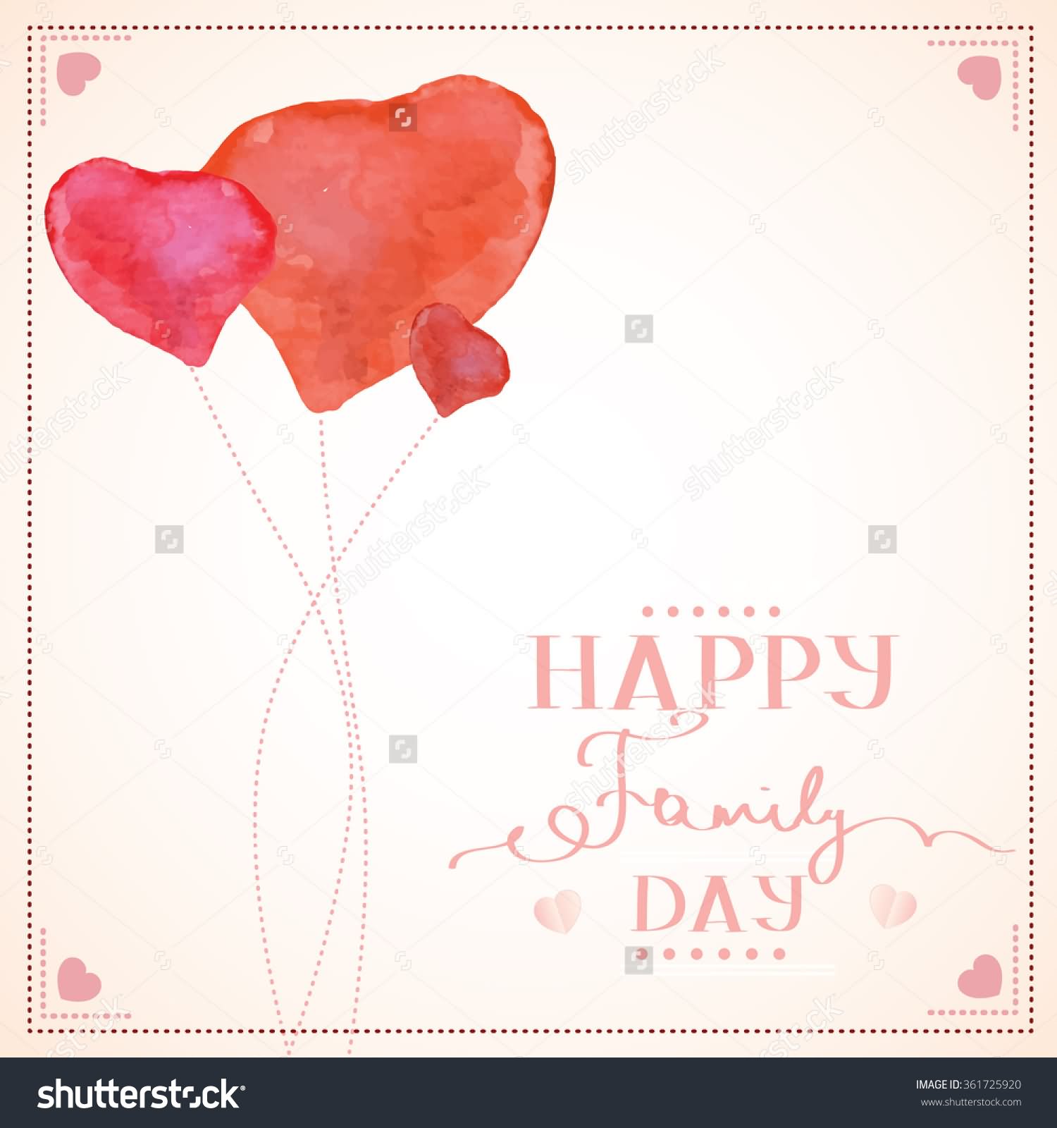 Happy Family Day Heart Balloons Greeting Card