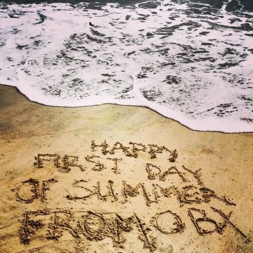 Happy First Day Of Summer Written On Beach Sand Picture