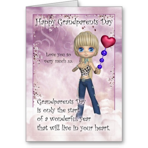 Happy Grandparents Day Greeting Card With Sweet Girl Image