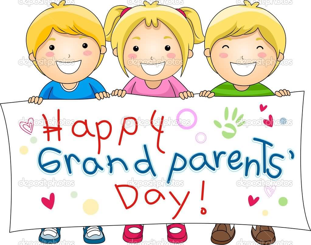 Happy Grandparents Day Kids With Banner Image
