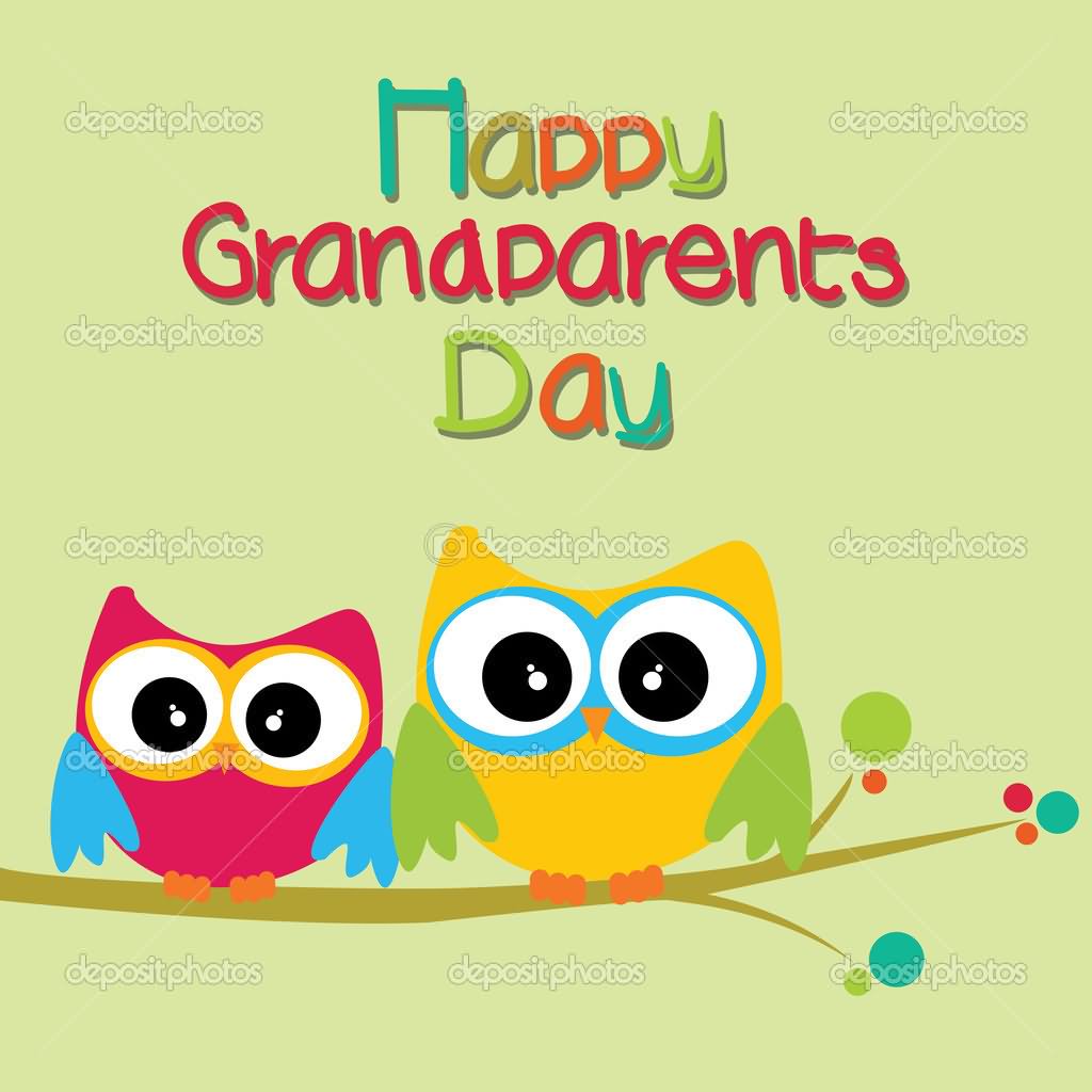 Happy Grandparents Day Two Owls Sitting On Tree Branch Picture