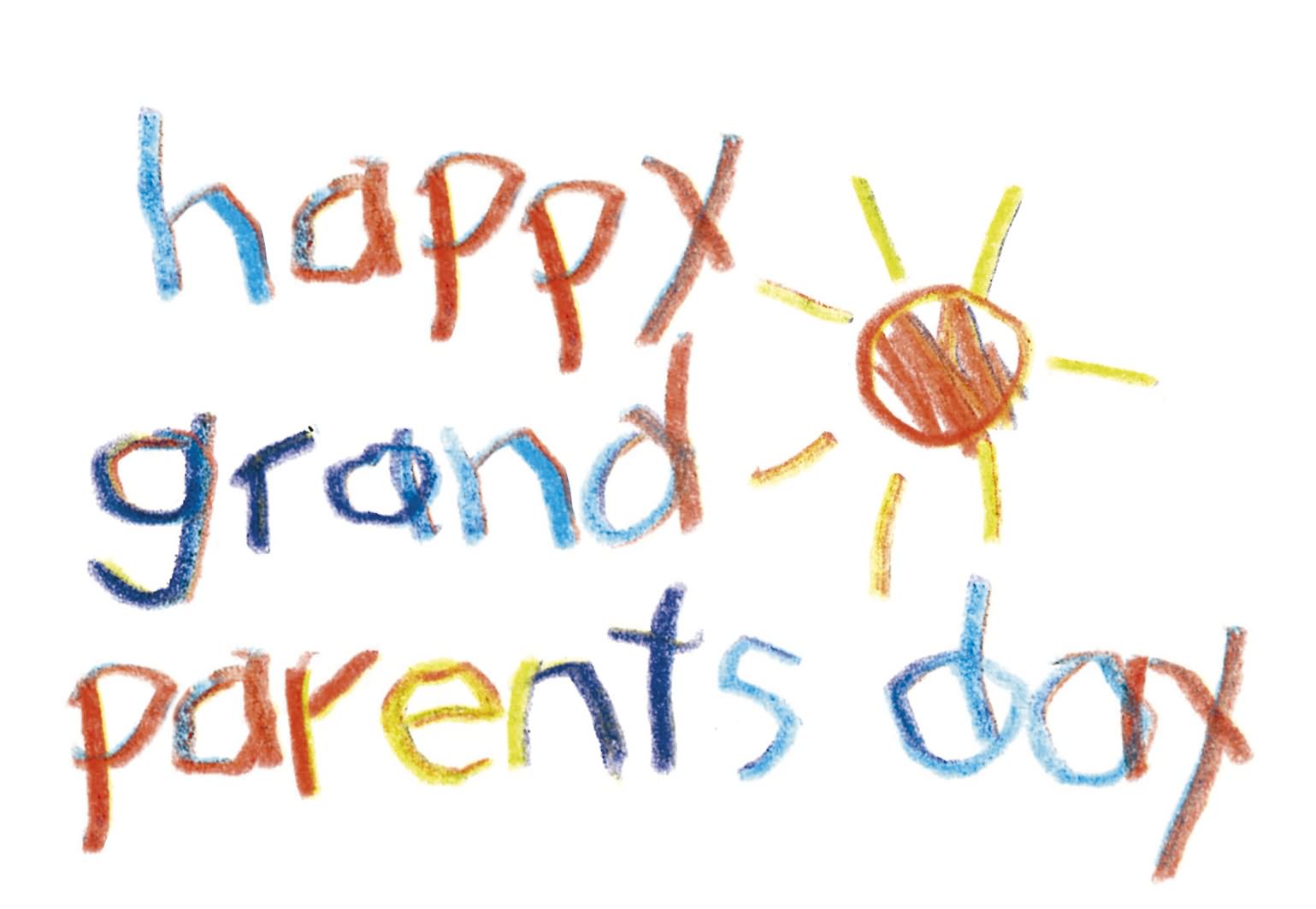 Happy Grandparents Day Written With Crayon Colors Picture