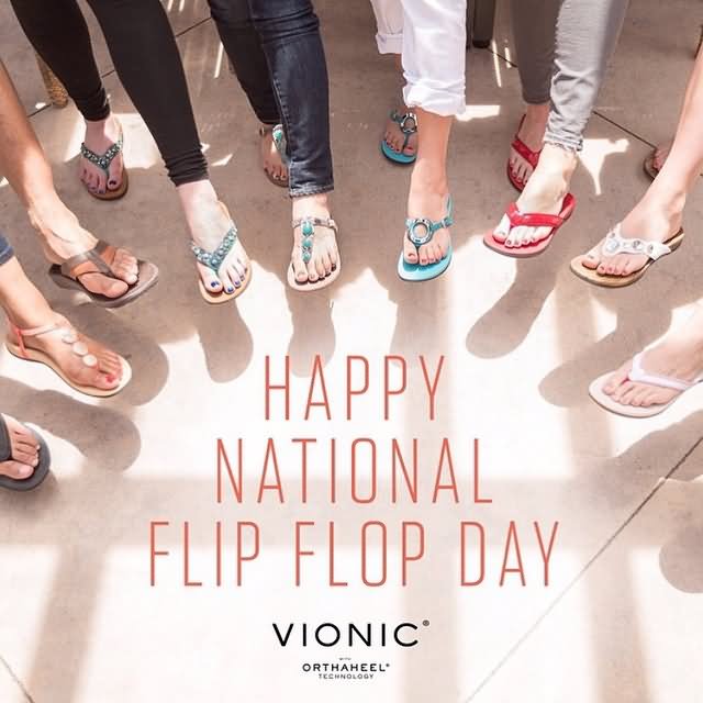Happy National Flip Flop Day Girls Showing There Flip Flops Picture