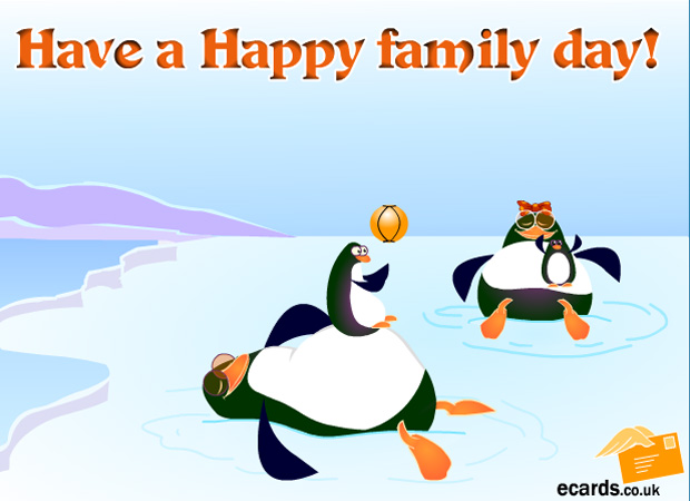 Have A Happy Happy Family Day Penguins Family Greeting Card