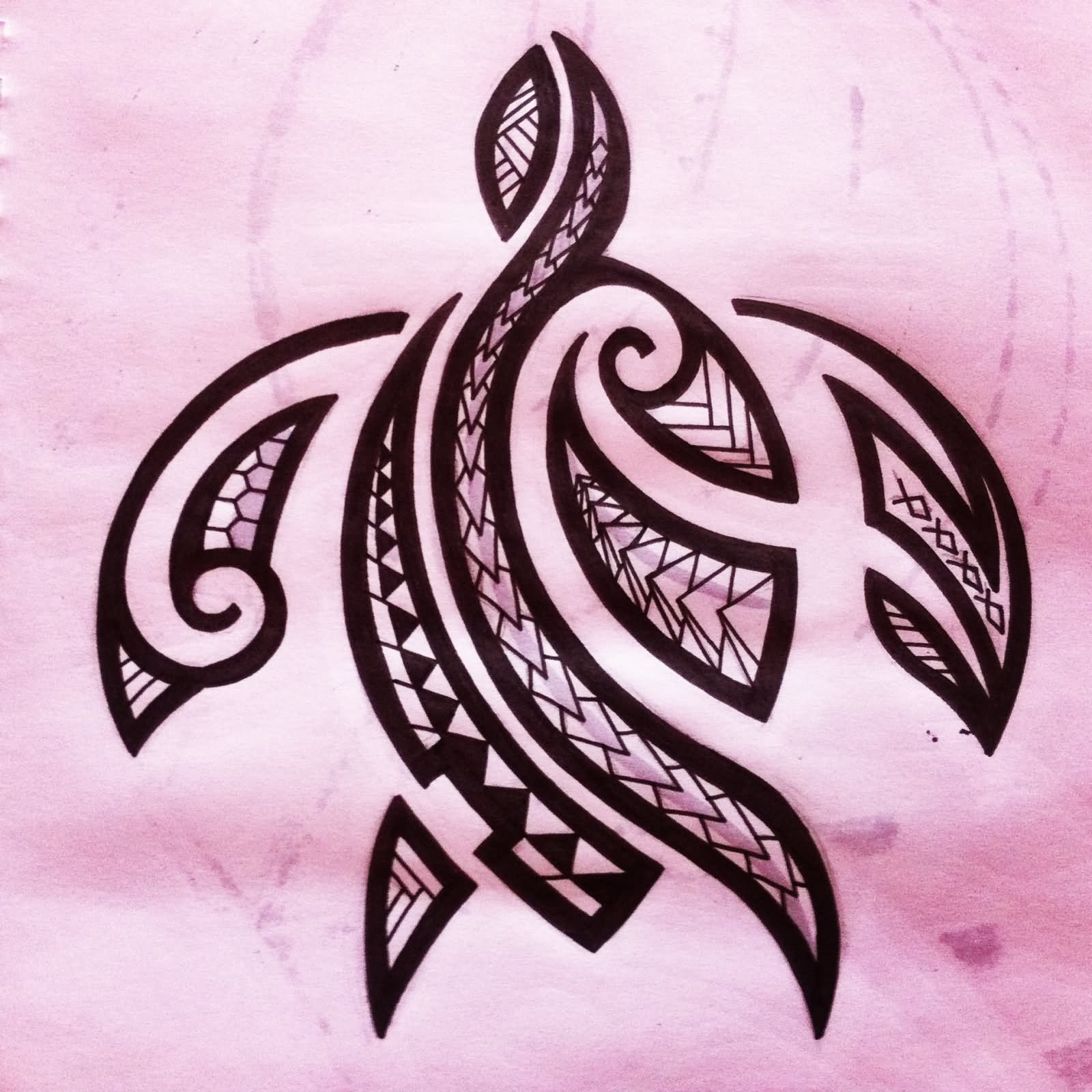 Hawaiian Tribal Turtle Tattoo Design