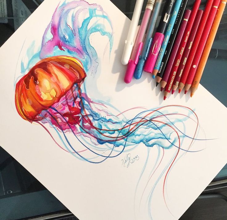 Jellyfish Watercolor Tattoo Sketch