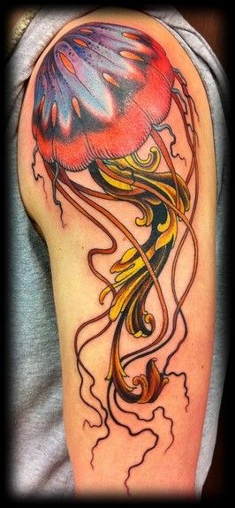 Left Half Sleeve Jellyfish Tattoo