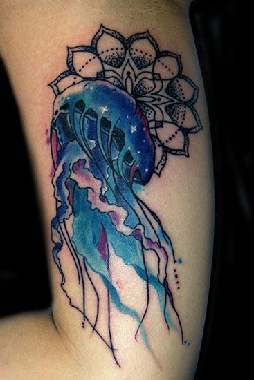 Mandala Flower And Jellyfish Tattoo