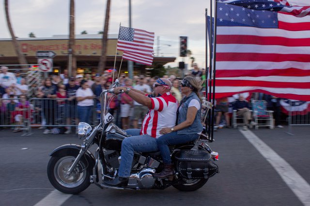 Members Of The Patriot Guard Rode In The Palm Springs During Patriot Day Parade