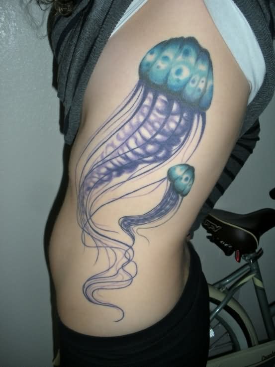 Nice Rib Side Jellyfish Tattoo