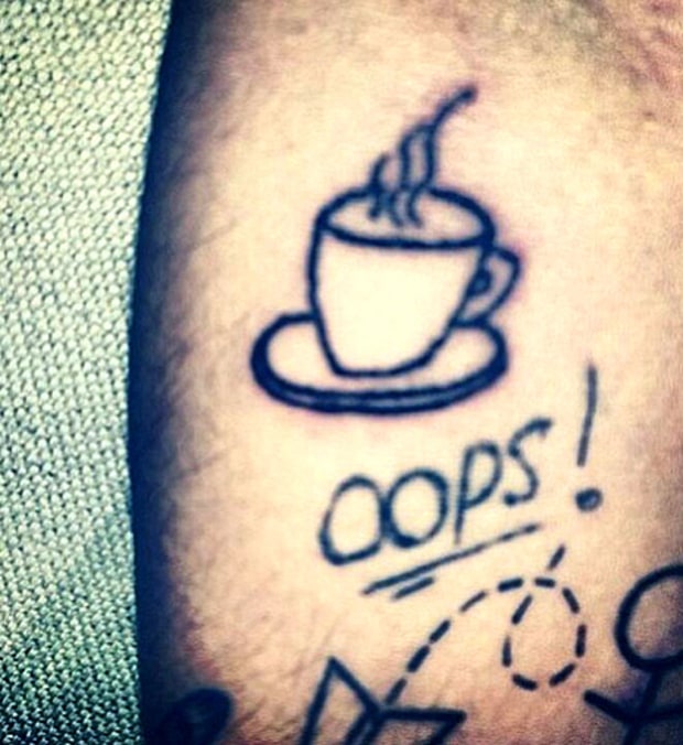 Oops! Outline Teacup Tattoo