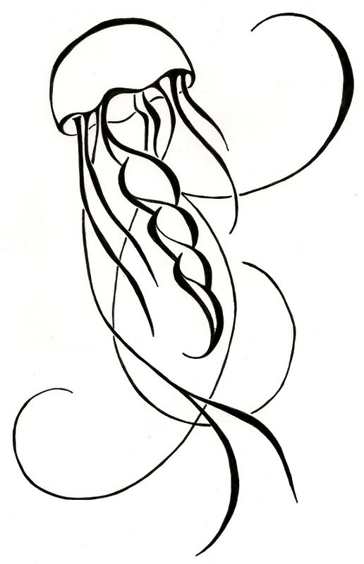 Outline Tribal Jellyfish Tattoo Design