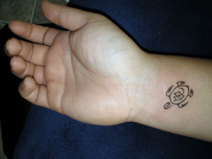 Outline Turtle Tattoo On Wrist