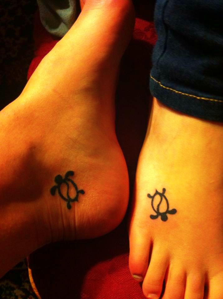 Outline Turtle Tattoos On Feet