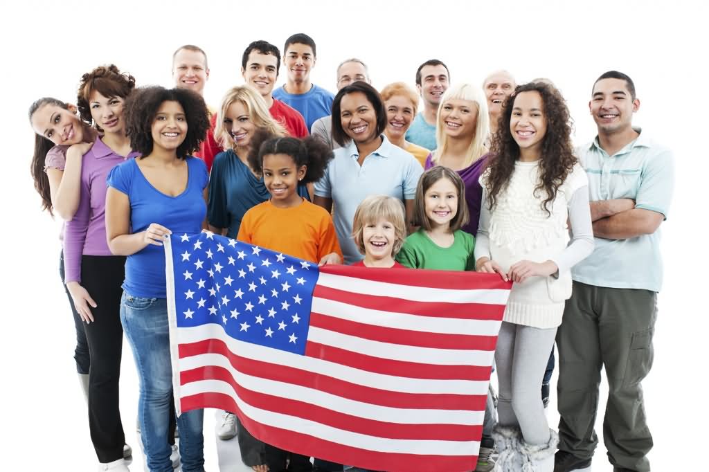 People With American Flag During Citizenship Day
