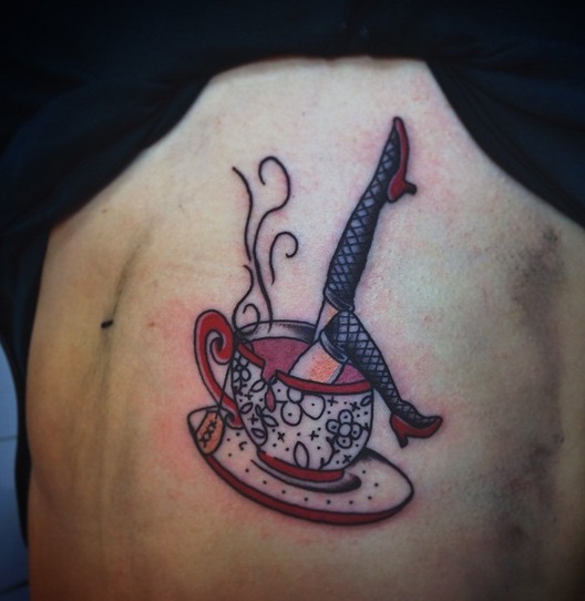 Pinup Girl In Teacup Tattoo