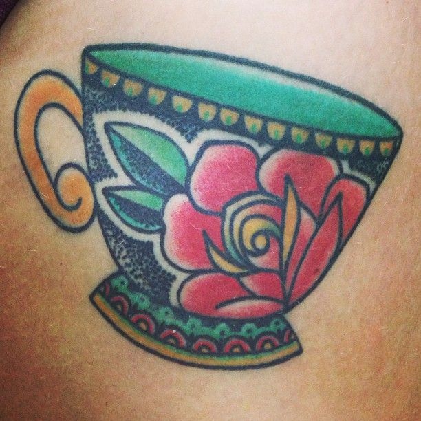 Red Rose Teacup Tattoo Idea