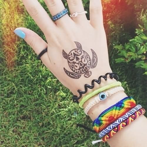 Right Hand Turtle Tattoo For Girls