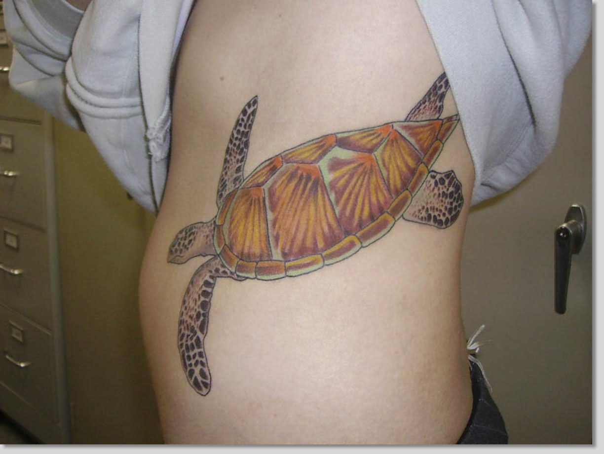 Side Rib Turtle Tattoo