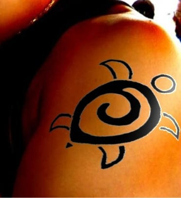 Simple Tribal Turtle Tattoo On Shoulder
