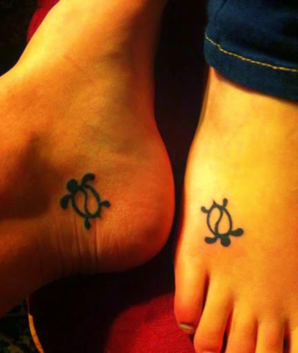 Simple Turtle Tattoos On Feet