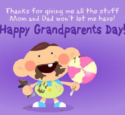 Thanks For Giving Me All The Stuff Mom And Dad Won't Let Me Have Happy Grandparents Day Greeting Card