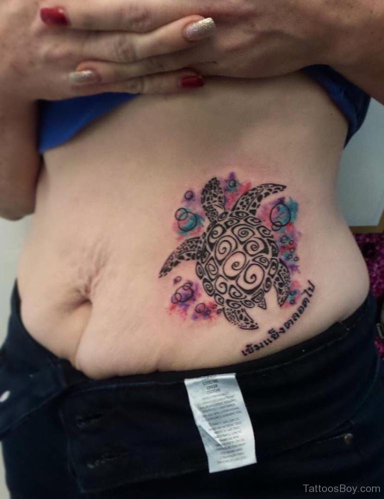 Turtle Tattoo On Waist For Women