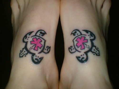 Turtle Tattoos On Both Feet