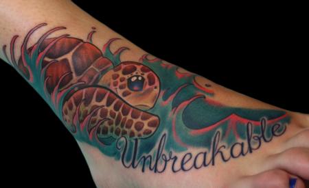 Unbreakable Turtle Tattoo On Right Ankle