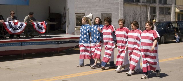 Women Wearing American Flag During Patriot Day